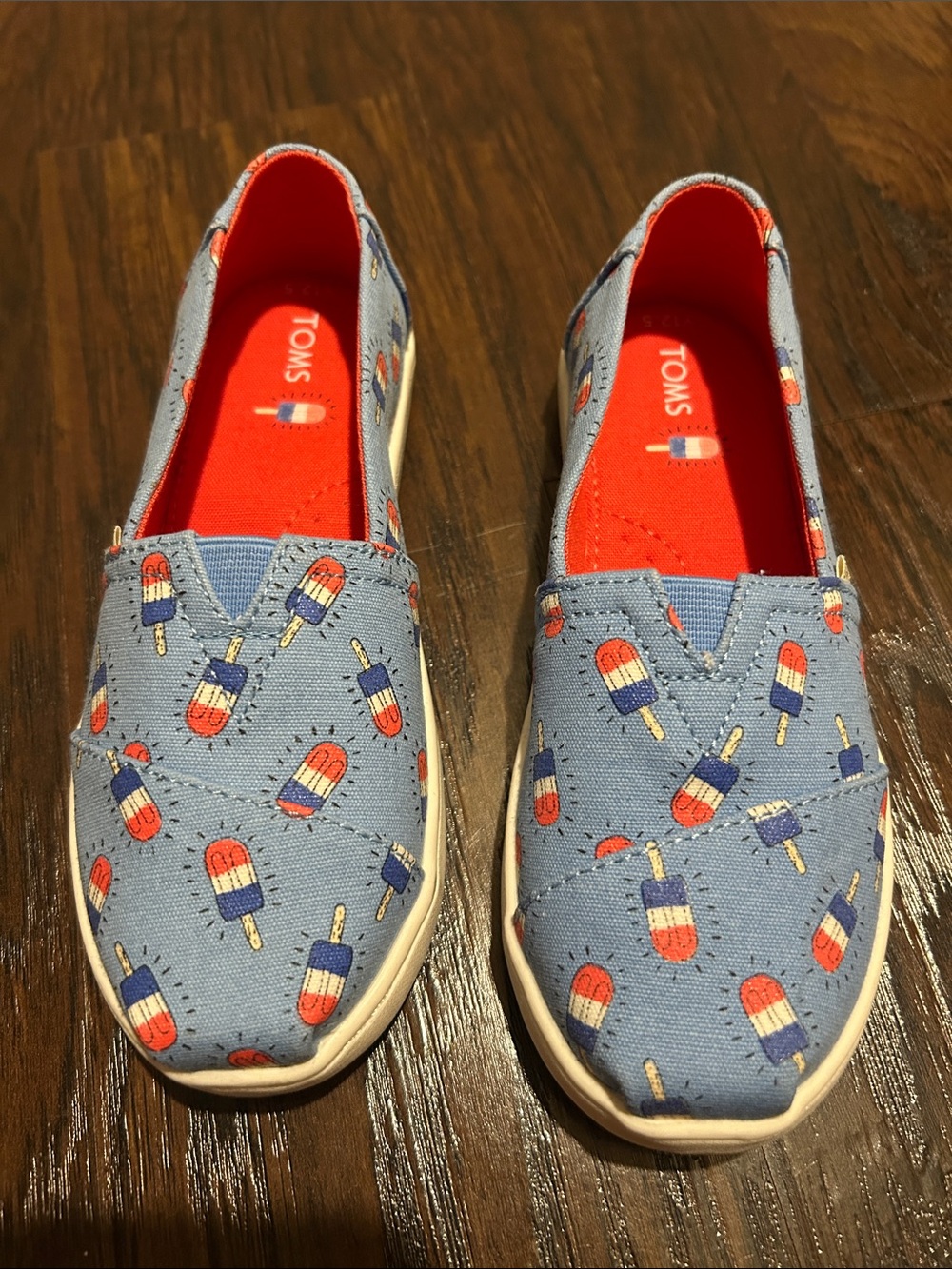 Toms Kids Light Blue Popsicle Print Slip-On Sneakers